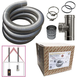 Kit tubo acciaio inox 316 flessibile 5 mt diametro 60 mm interno liscio a norma CE EN 1856 2 canna fumaria