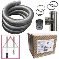 Kit tubo acciaio inox 316 flessibile 10 mt diametro 80 mm interno liscio a norma ce en 1856 2 canna fumaria