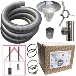 Kit tubo acciaio inox 316 flessibile 5 mt diametro 80 mm interno liscio a norma ce en 1856 2 canna fumaria