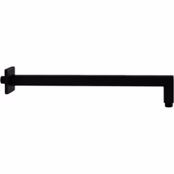 Attacchi maschio 1/2" - 1/2". Braccio doccia da 24 mm, finitura Nero opaco completo di Rosone.