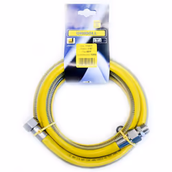 Tubo flessibile gas cucina 1 metri 1/2" MF gas inox UNI EN 15266. Tubo uniroll CSSTacciaio inox 316 L rivestito giallo per ga ...