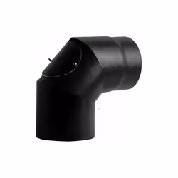 Curva 90 con ispezione DN 130 mm, 600 gradi, smaltato verniciato nero per stufa a legna. Made in Italy. Elemento in acciaio a ...