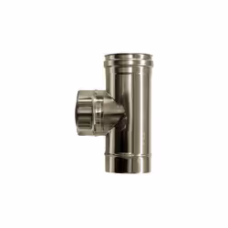 Raccordo T 90 canna fumaria Dn 250. Tubo acciaio inox 316 parete semplice. Raccordo T maschio-femmina con stacco centrale mas ...