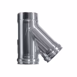 Raccordo T 135° canna fumaria a parete doppia inox DN150/200 . Il Raccordo T permette di collegare il canale da fumo alla can ...