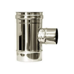 Canna fumaria parete doppia coibentata inox raccordo t 90 ridotto 80 dn 100/150