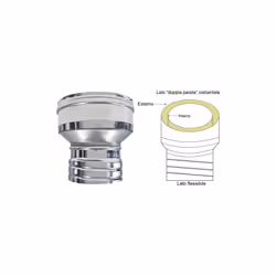 Adattatore dp-flex DN 100/150 per collegare un tubo flessibile con un tubo rigido a parete doppia. Elemento canna fumaria rea ...