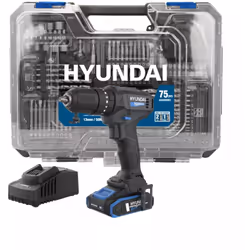 Kit valigetta trapano a percussione a batteria Hyundai 50 Nm 20V 2Ah, caricabatterie e 75 utensili - cod. 25873.Il Trapano a ...