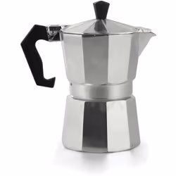 caffettiera tradizionale 3 tazze caffettiera tradizionale. 3 tazze in alluminio. impugnatura e pomelli termoisolanti. con gua ...