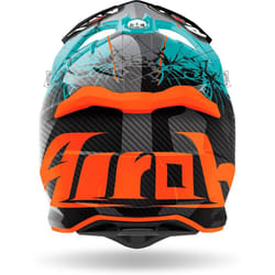 Airoh Strycker Crack Carbon Casco motocross, nero-verde-arancione, dimensione XS per uomo