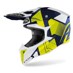 Airoh Wraap Raze Casco Motocross, blu-giallo, dimensione 2XL per uomo