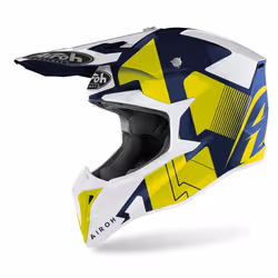 Airoh Wraap Raze Casco Motocross, blu-giallo, dimensione 2XL per uomo