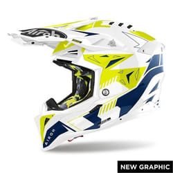 Airoh Aviator 3 Spin Casco Motocross, blu-giallo, dimensione L per uomo