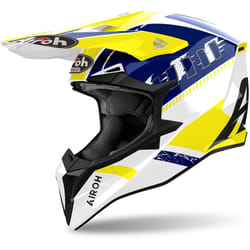 Airoh Wraaap Feel Casco da motocross, bianco-blu-giallo, dimensione M per uomo