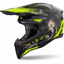 Airoh Wraaap Darkness Casco da motocross, nero-giallo, dimensione XS per uomo