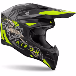 Airoh Wraaap Darkness Casco da motocross, nero-giallo, dimensione XS per uomo