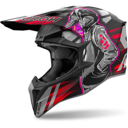 Airoh Wraaap Cyber Casco da motocross, nero-grigio-rosso, dimensione S per uomo