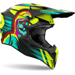 Airoh Wraaap Cyber Casco da motocross, blu-giallo, dimensione 2XL per uomo