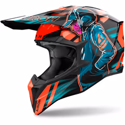Airoh Wraaap Cyber Casco da motocross, blu-arancione, dimensione S per uomo