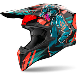 Airoh Wraaap Cyber Casco da motocross, blu-arancione, dimensione S per uomo