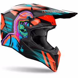 Airoh Wraaap Cyber Casco da motocross, blu-arancione, dimensione S per uomo