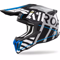 Airoh Strycker Brave Casco da motocross, nero-grigio-blu, dimensione L per uomo