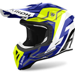 Airoh Aviator Ace 2 Ground Casco da motocross, bianco-blu-giallo, dimensione XS per uomo