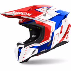 Airoh Twist 3 Dizzy Casco da motocross, bianco-rosso-blu, dimensione M per uomo
