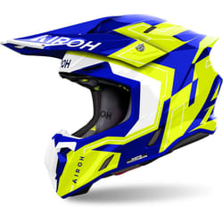 Airoh Twist 3 Dizzy Casco da motocross, blu-giallo, dimensione M per uomo