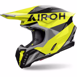 Airoh Twist 3 King Casco da motocross, nero-grigio-giallo, dimensione S per uomo