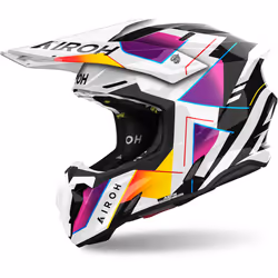 Airoh Twist 3 Rainbow Casco da motocross, nero-bianco-rosa, dimensione S per uomo