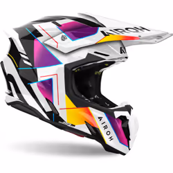 Airoh Twist 3 Rainbow Casco da motocross, nero-bianco-rosa, dimensione S per uomo