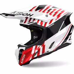 Airoh Twist 3 Thunder Casco da motocross, nero-bianco-rosso, dimensione S per uomo