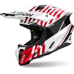 Airoh Twist 3 Thunder Casco da motocross, nero-bianco-rosso, dimensione S per uomo