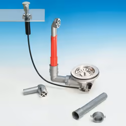 Piletta di scarico modello BASKET Ø90 cm completo di troppo pieno e pomolo d'azionamento connessione con sifone Ø1"1/2 Gas | ...