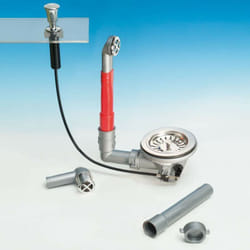 Lira - Piletta di scarico basket con azionamento push e troppo pieno versione tondo connessione Ø1'1/2 Gas 1755.270 1½'