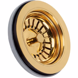 Piletta basket mini gattinara per lavelli in ceramica con foro Ø60. Finitura oro Lira lucido.