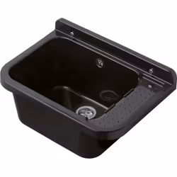 Lavabo pilozzo da parete nero glitterato, fabbricato con materia prima vergine. Dimensioni (LxPxH) 50x34x21 cm, comprensivo d ...