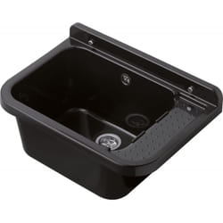 Lavabo per Esterno Nero 50x34 cm Lavello a Muro Pilozzo per Lavanderia