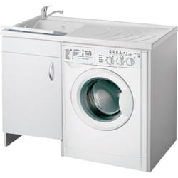 Lavatoio coprilavatrice con mobile in nobilitato idrofugo W100 spessore 18 mm colore bianco 109x60 cm mod. Eco