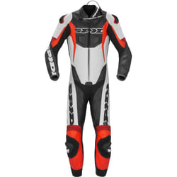 Spidi Sport Warrior Pro Tuta in pelle della moto monopezzo perforata, nero-rosso, dimensione 46 per uomo