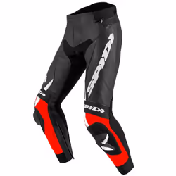 Spidi RR Pro 2 Pantaloni in pelle moto, nero-bianco-rosso, dimensione 50 per uomo