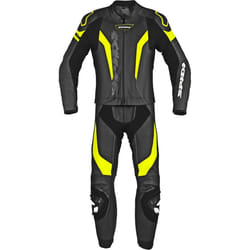 Spidi Laser Touring Abito in pelle moto in due pezzi, nero-giallo, dimensione 58 per uomo