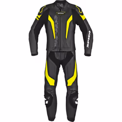 Spidi Laser Touring Abito in pelle moto in due pezzi, nero-giallo, dimensione 58 per uomo