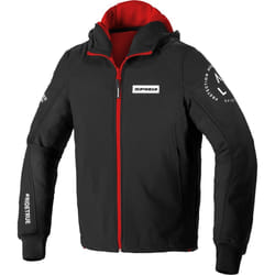 Spidi TexTech Armor Evo Felpa con cappuccio motociclistica, nero-rosso, dimensione S per uomo
