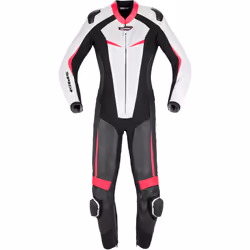 Spidi Track Perforated Pro Tuta in pelle da moto da donna, nero-bianco-rosa, dimensione 46 per donne