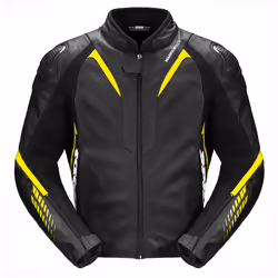 Spidi NKD-1 Giacca in pelle per moto, nero-giallo, dimensione 50 per uomo