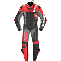 Spidi DP-Progressive Perforated Pro Costume intero in pelle per moto, nero-rosso, dimensione 50