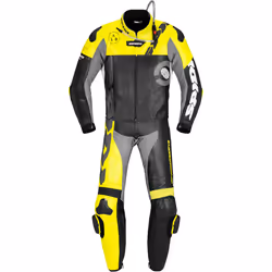 Spidi DP-Progressive Touring Tuta in pelle della moto a due pezzi, nero-giallo, dimensione 50 per uomo