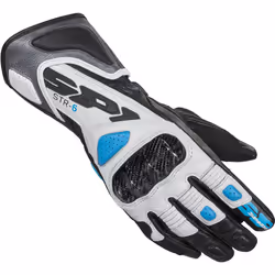 Spidi STR-6 Guanti moto da donna, nero-bianco-blu, dimensione XS per donne