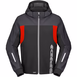 Spidi H2Out II felpa con cappuccio da moto impermeabile, nero-rosso, dimensione L per uomo